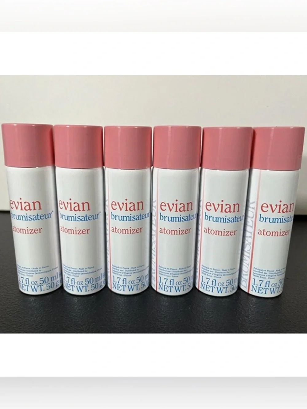 RARE VINTAGE 1980s Evian Brumisateur Atomizer Spray White Pink NEW 6 Pc Set